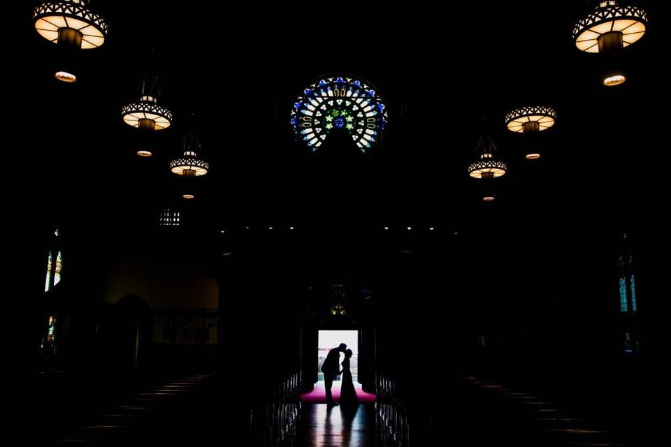 Silhouette at church