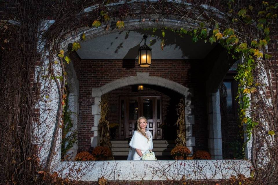 Bride under vines