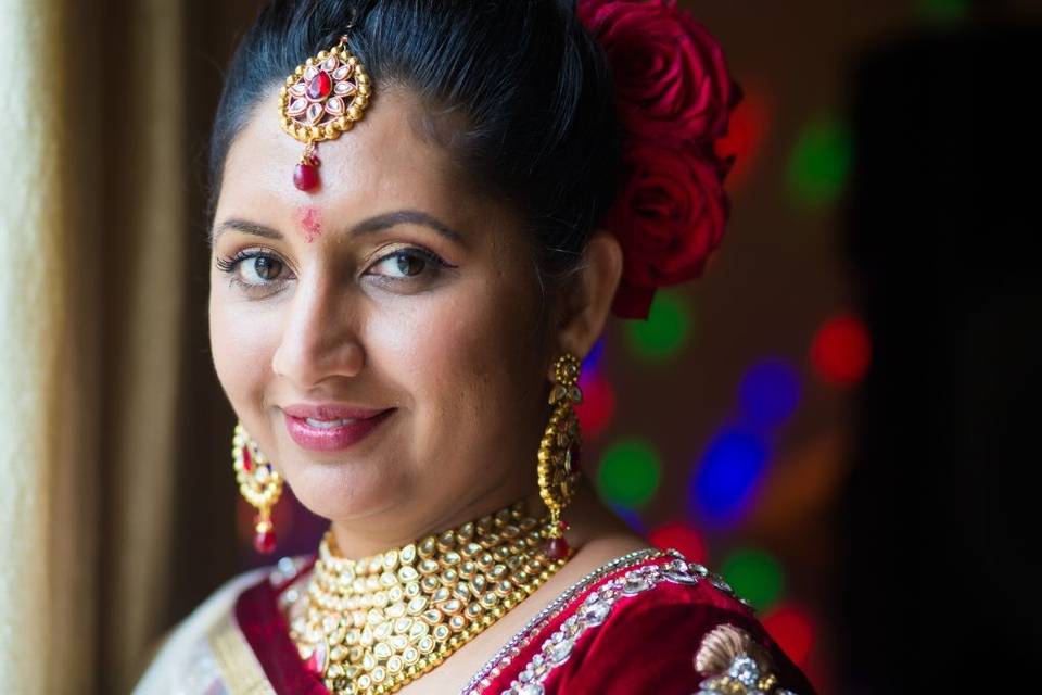 Bride at window