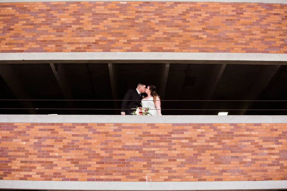 Couple in parking ramp