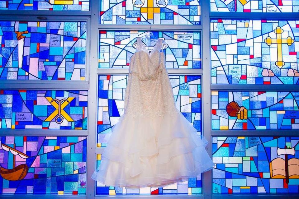 Dress at stained glass