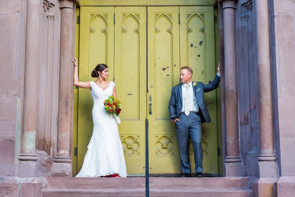 Bride and groom at Babeville