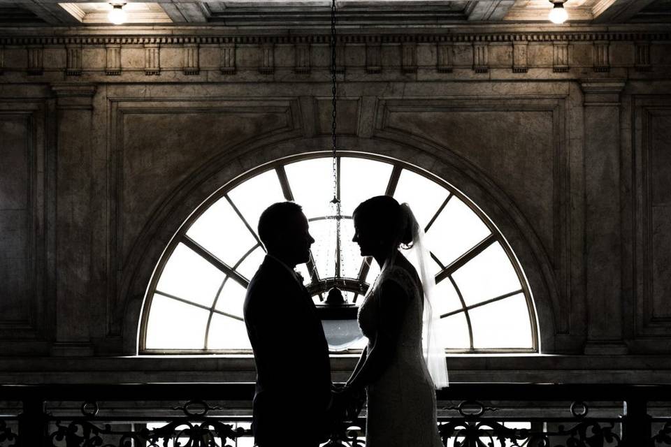 Bride and groom silhouette