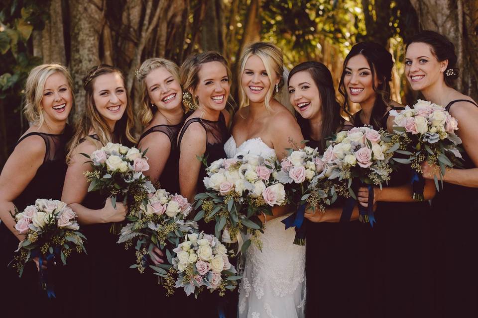 Bride and her bridesmaids