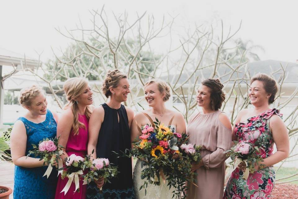 Bride and her bridesmaids