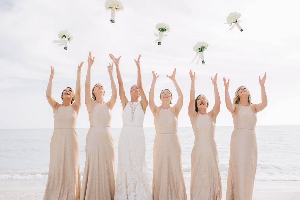 Bride and her bridesmaids