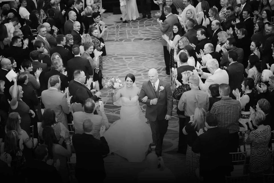 Ceremony recessional at The Renaissance Cincinnati