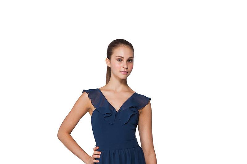 Amber ShortThe Amber is one of our Spring 2014 styles. A halter wrap dress with pleated chiffon bodice, and knee length skirt, it is a classic. Variety of colors available