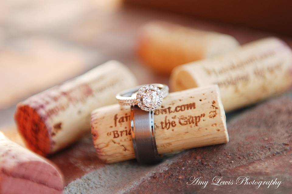 Winery Corks with wedding ring