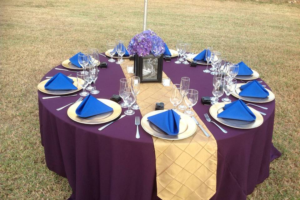 Purple and blue decor