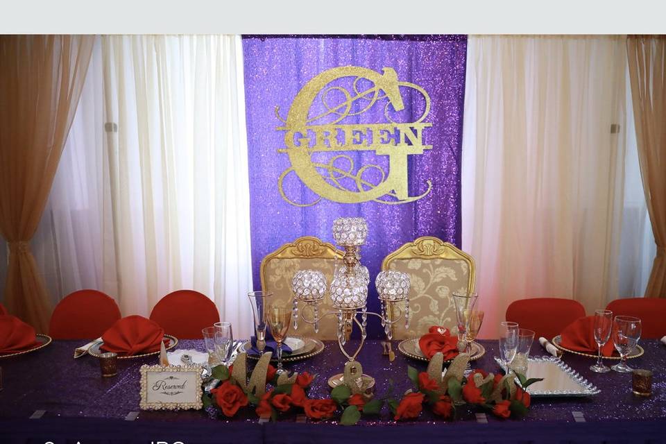 Bride and groom head table