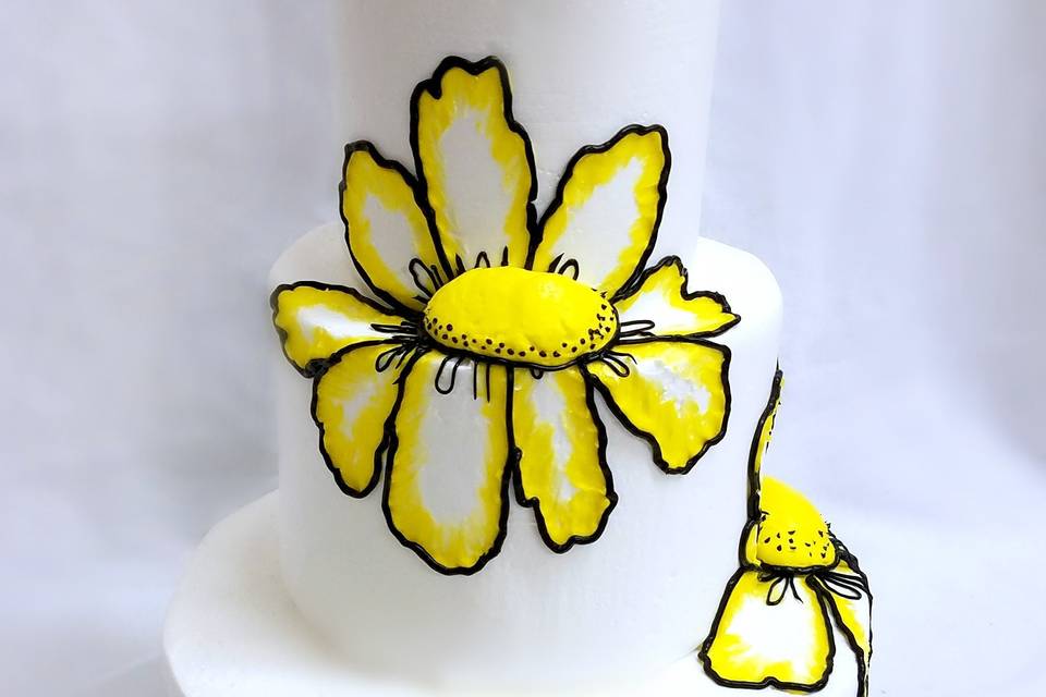 Painted Daisies tiered cake