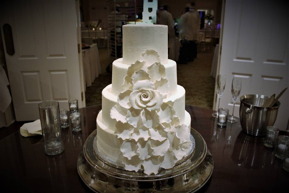 All white wedding cake