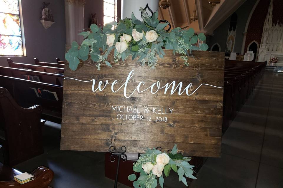 WELCOME SIGN AT CHURCH