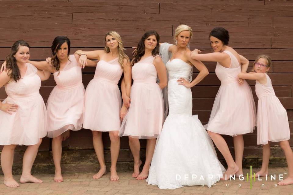 The bride with her bridesmaids