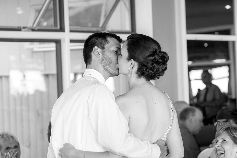 Newlyweds kiss