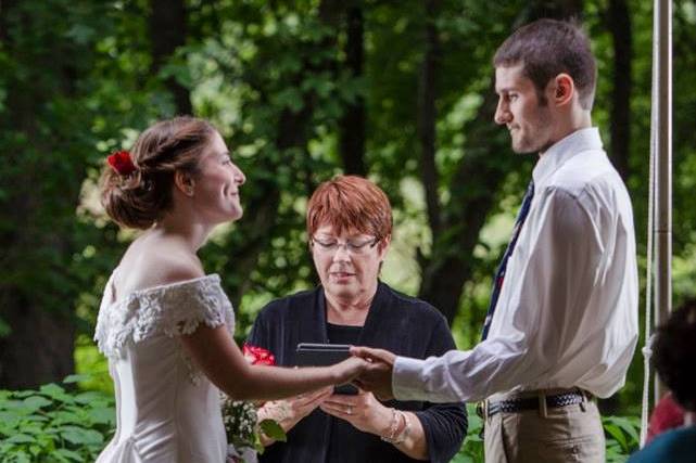 Happy bride and groom