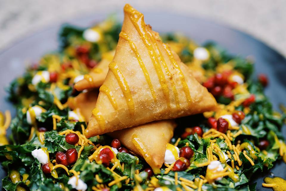 Samosa Kale Chaat Salad