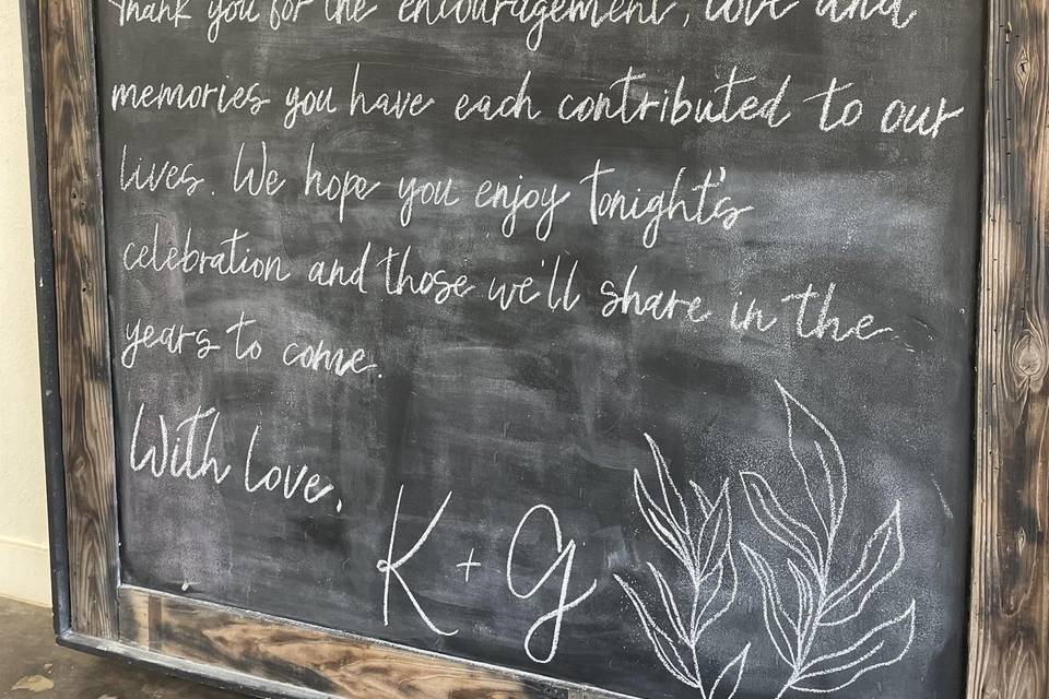 Chalkboard lettering at Camino