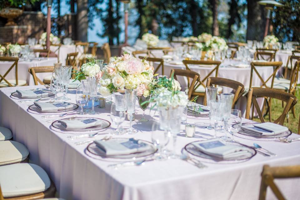 Rustic chairs and outdoor setup