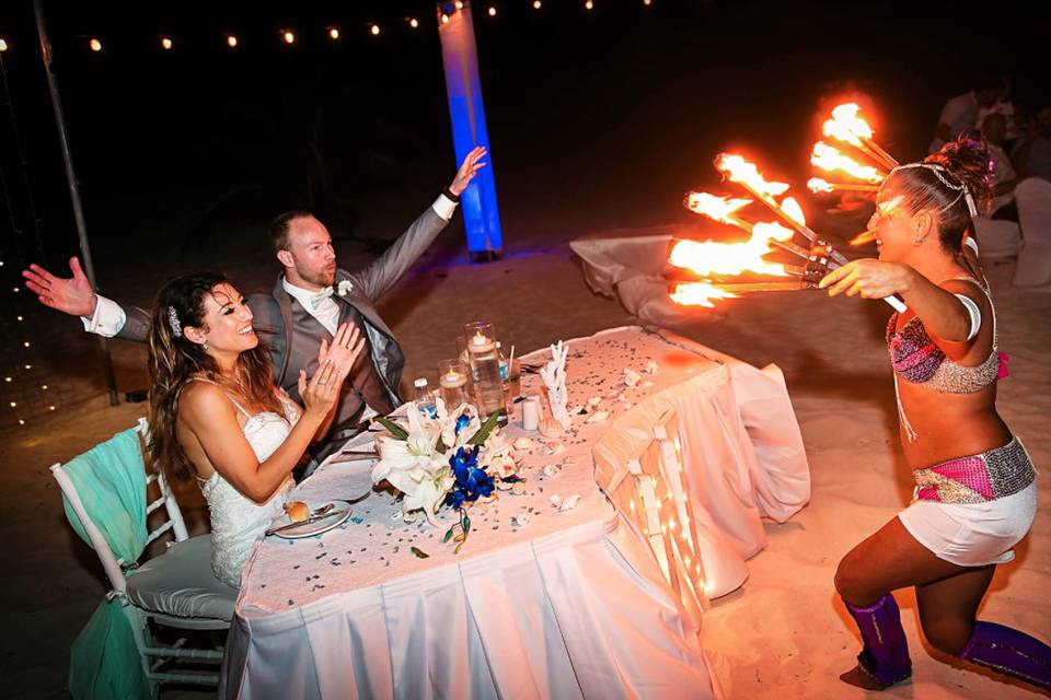 Firedancer show for couple wedding