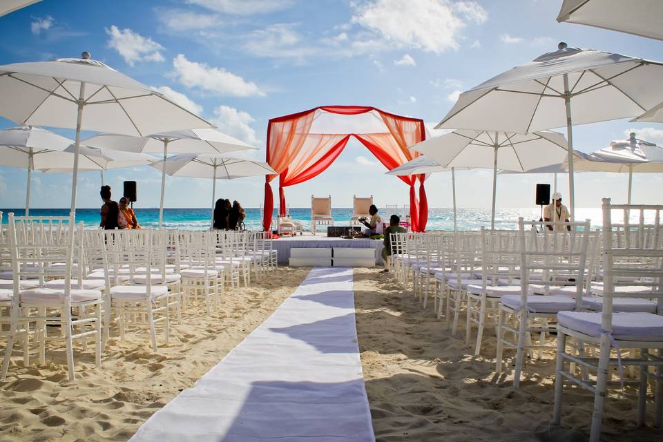 Ceremony beach setup, for Indian wedding