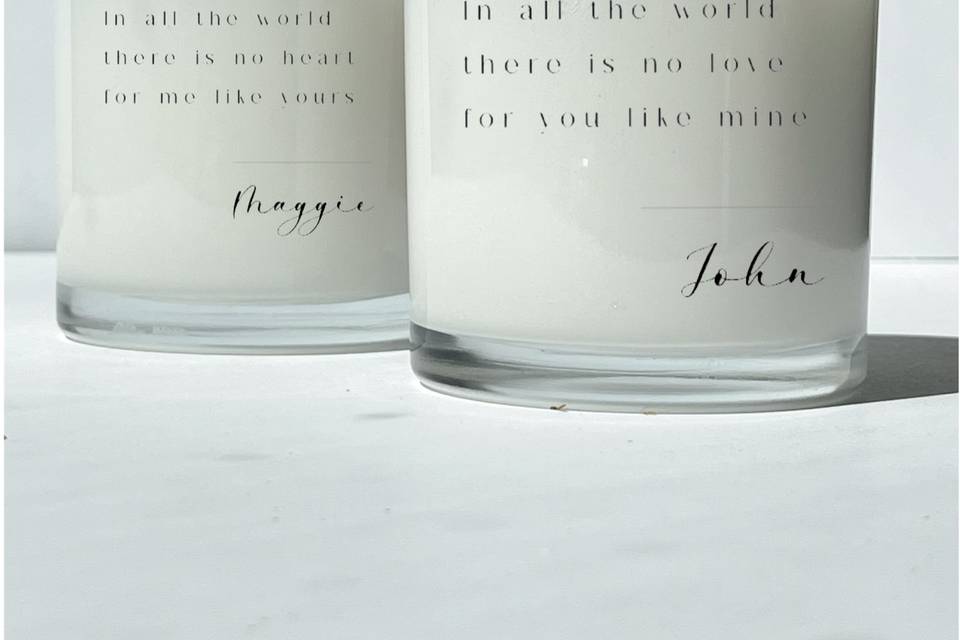 Vows on customized candles