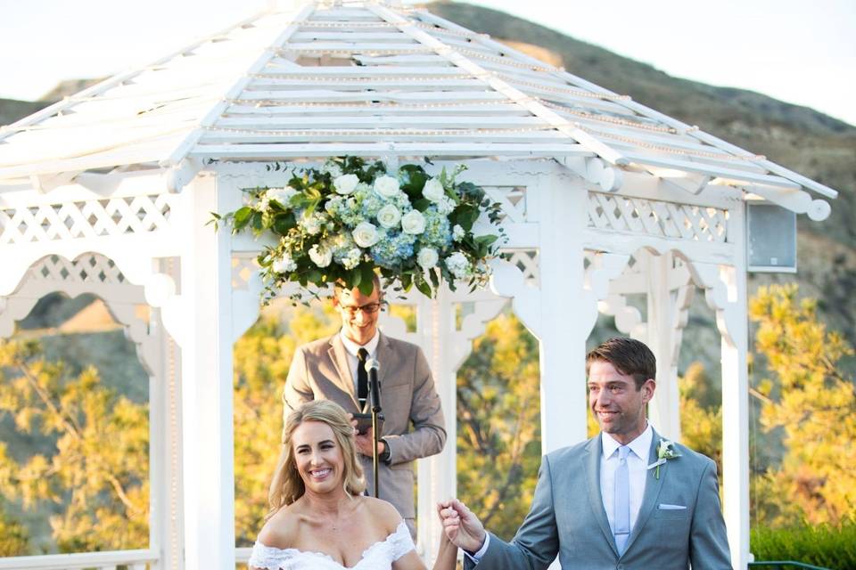 Officiating a ceremony in gazebo