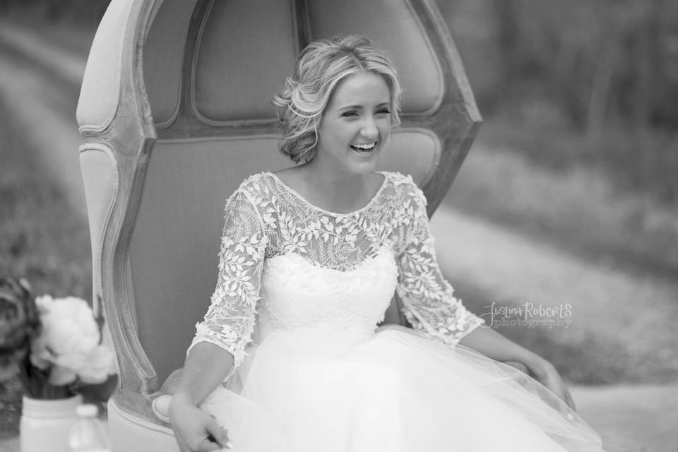 Bridal gown provided by Trousseau Bridal. Irongate Equestrian Center - Inspiration Shoot. Organized by Carmen Hall of Forget Me Knot Photography with  Prema Designs-Wedding and Event Design. Image by Justina Roberts Photography.