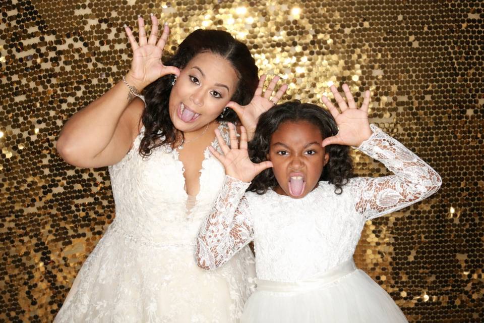 Bride and flower girl