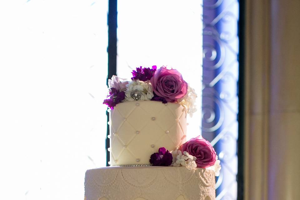 Wedding cake by the window