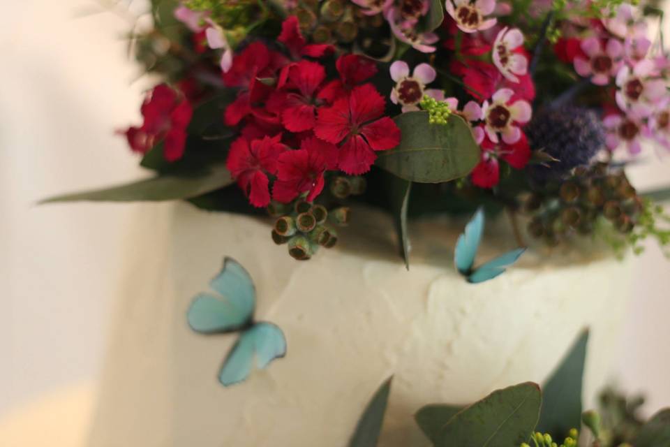 Red floral centerpiece