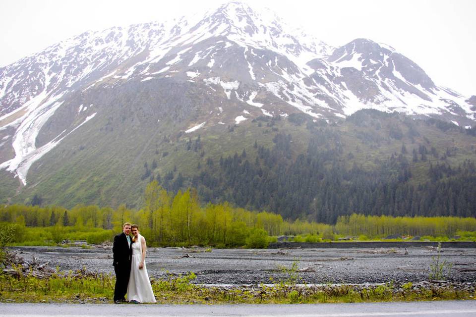 Snow-capped mountains of the Resurrection River Valley make for a nice backdrop of your wedding event.