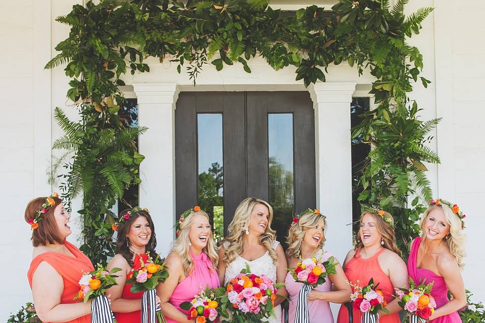 The bride with her bridesmaids