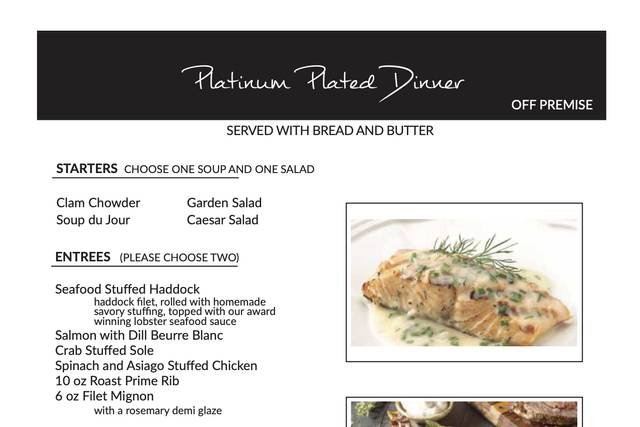 Platinum Plated Menu