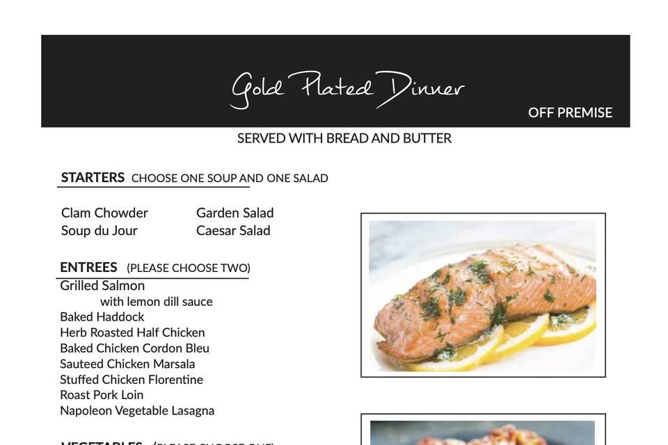Gold Plated Menu