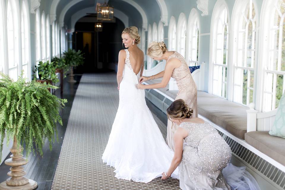 The bride preparing