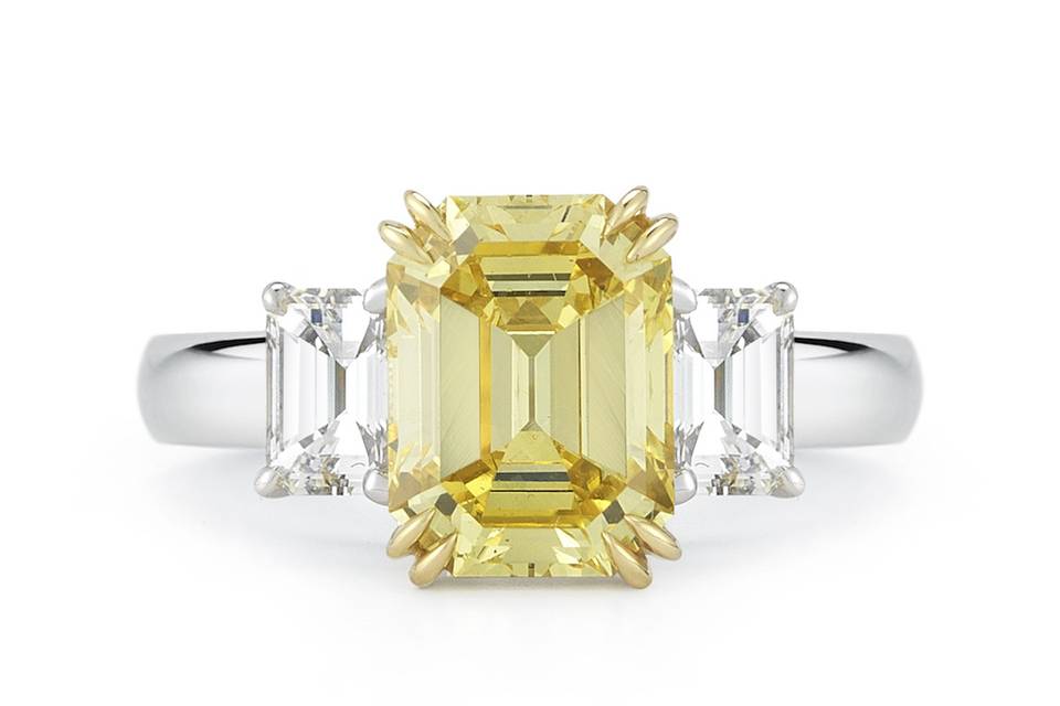 Yellow diamond cut ring