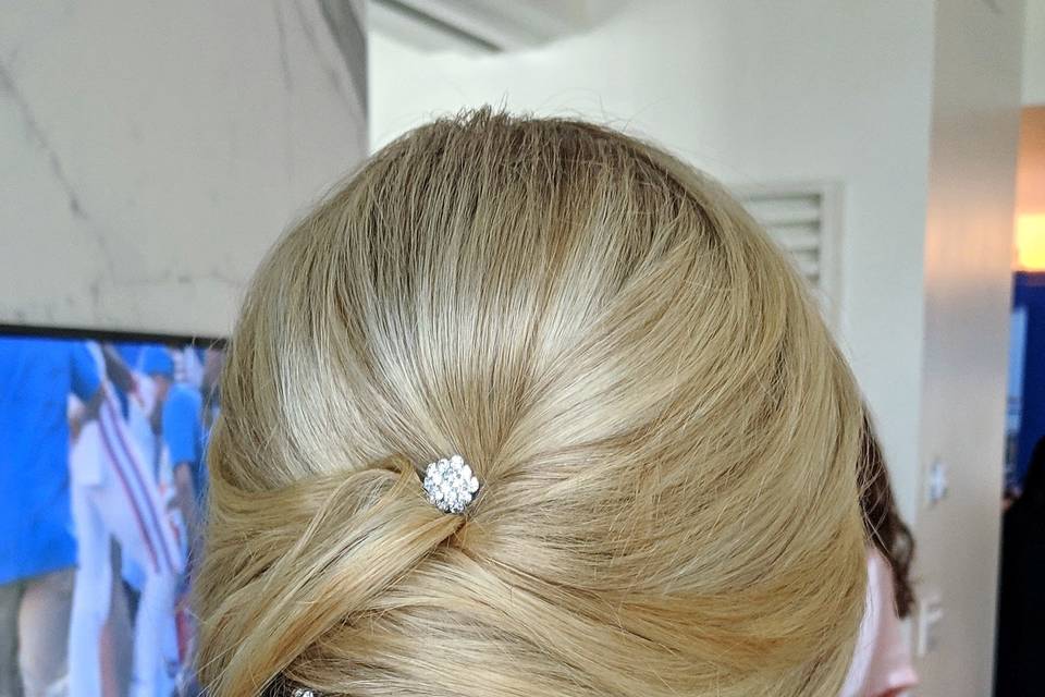 Updo with added accessories