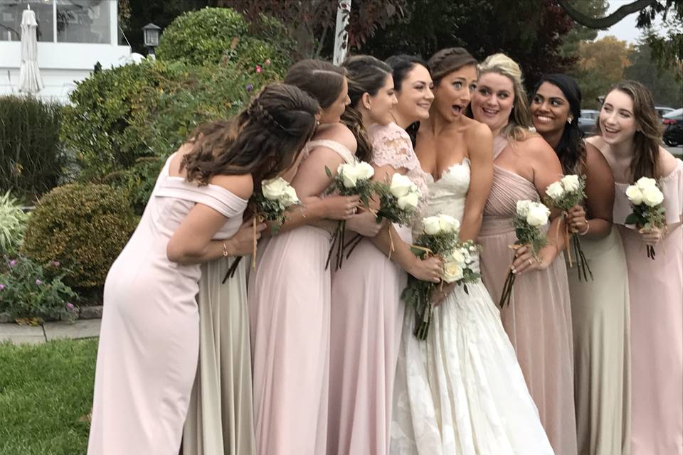 Silly bride and bridesmaids