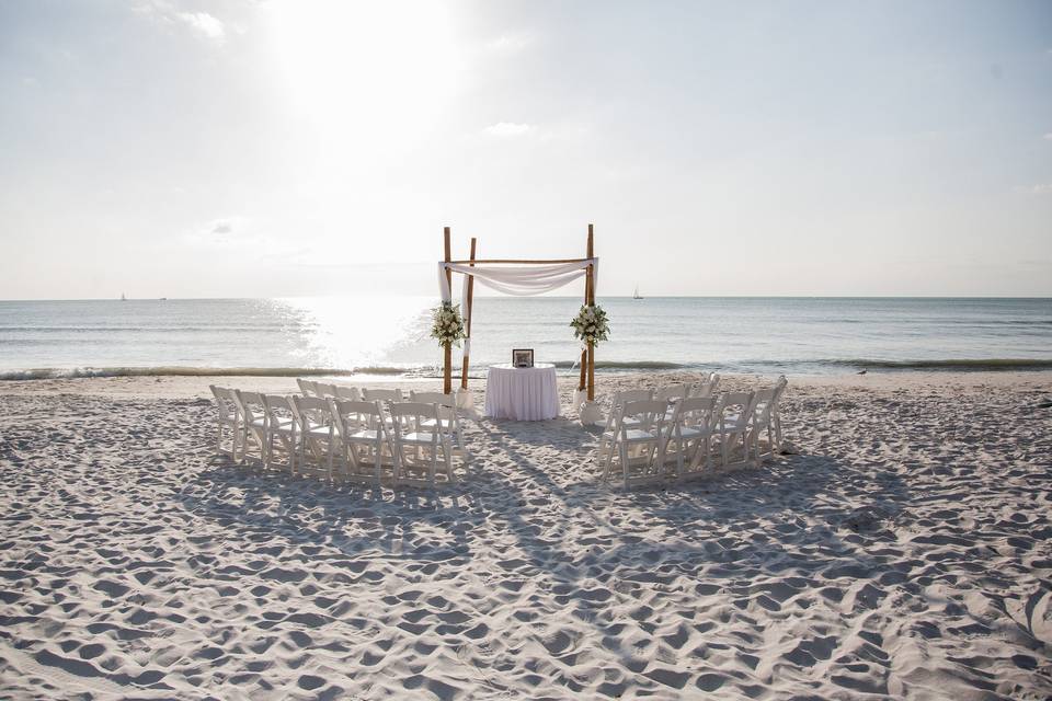 Intimate beach ceremony setup