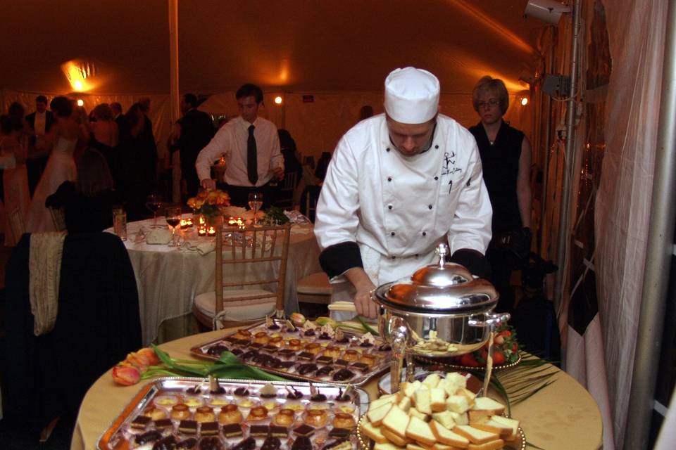 The chef preparing food