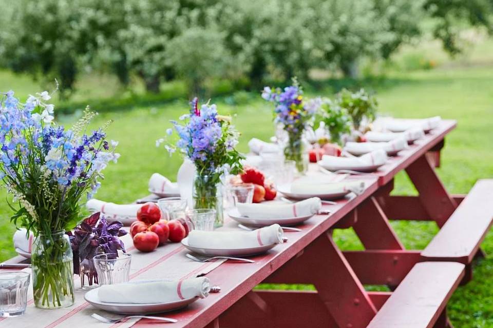 Table setup with centerpiece