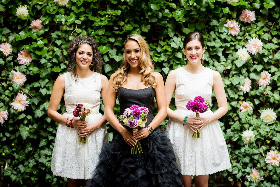 Bride with bridesmaids