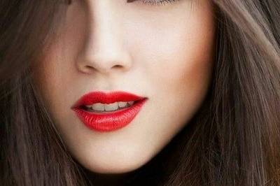 Clean look with bold lip.