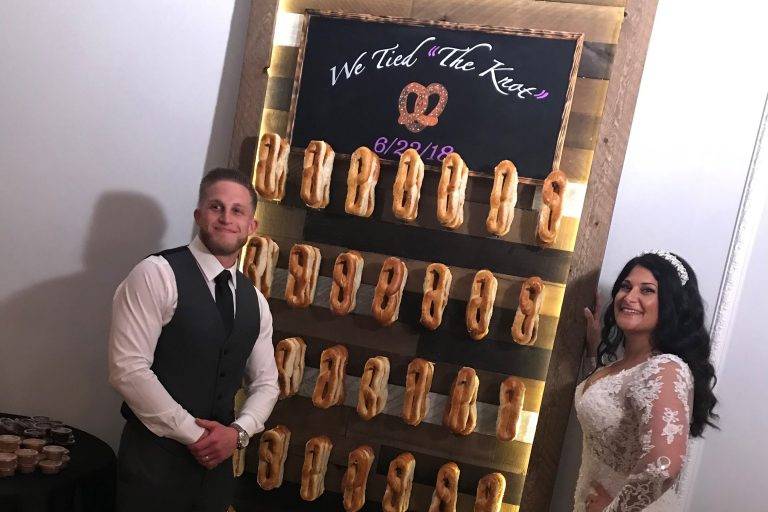 Our rustic pretzel wall.