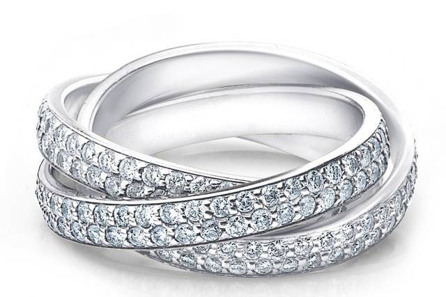 Triple band Diamond Rolling Ring Wedding Band