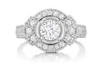 Round Diamond in a Halo setting-fancy