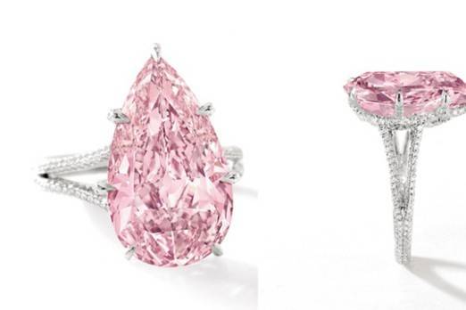 Natural Pink Diamond-Pear Shape on split shank.