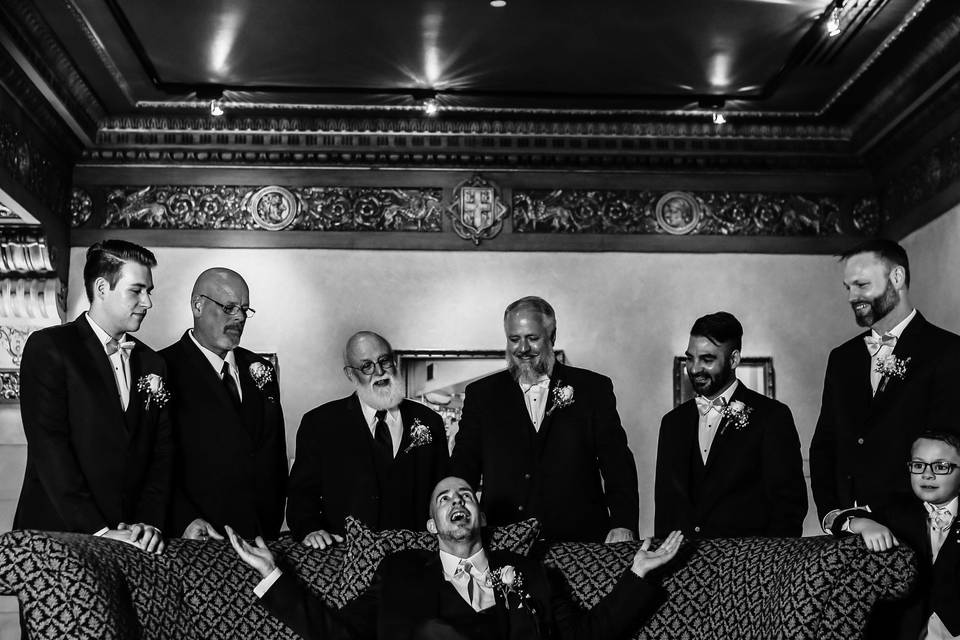 All the groomsmen in one room